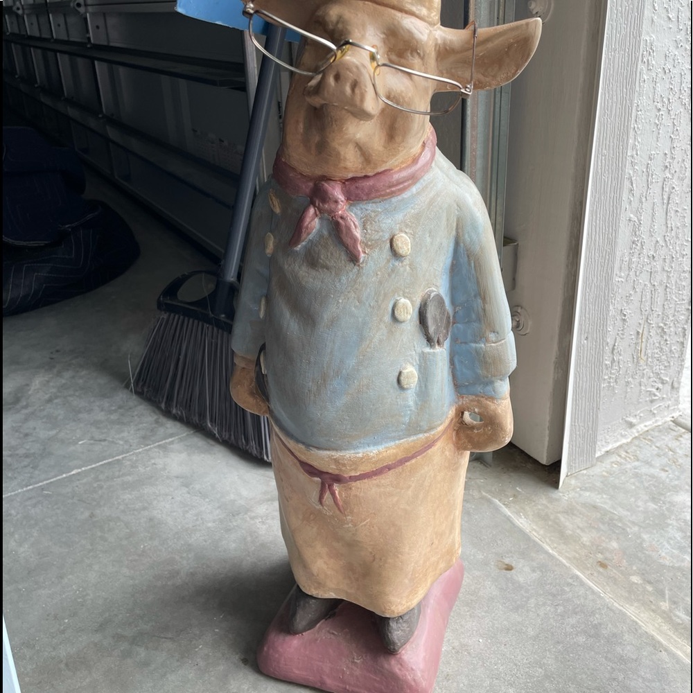 COPY - Painted Plaster Pastry Chef Pig